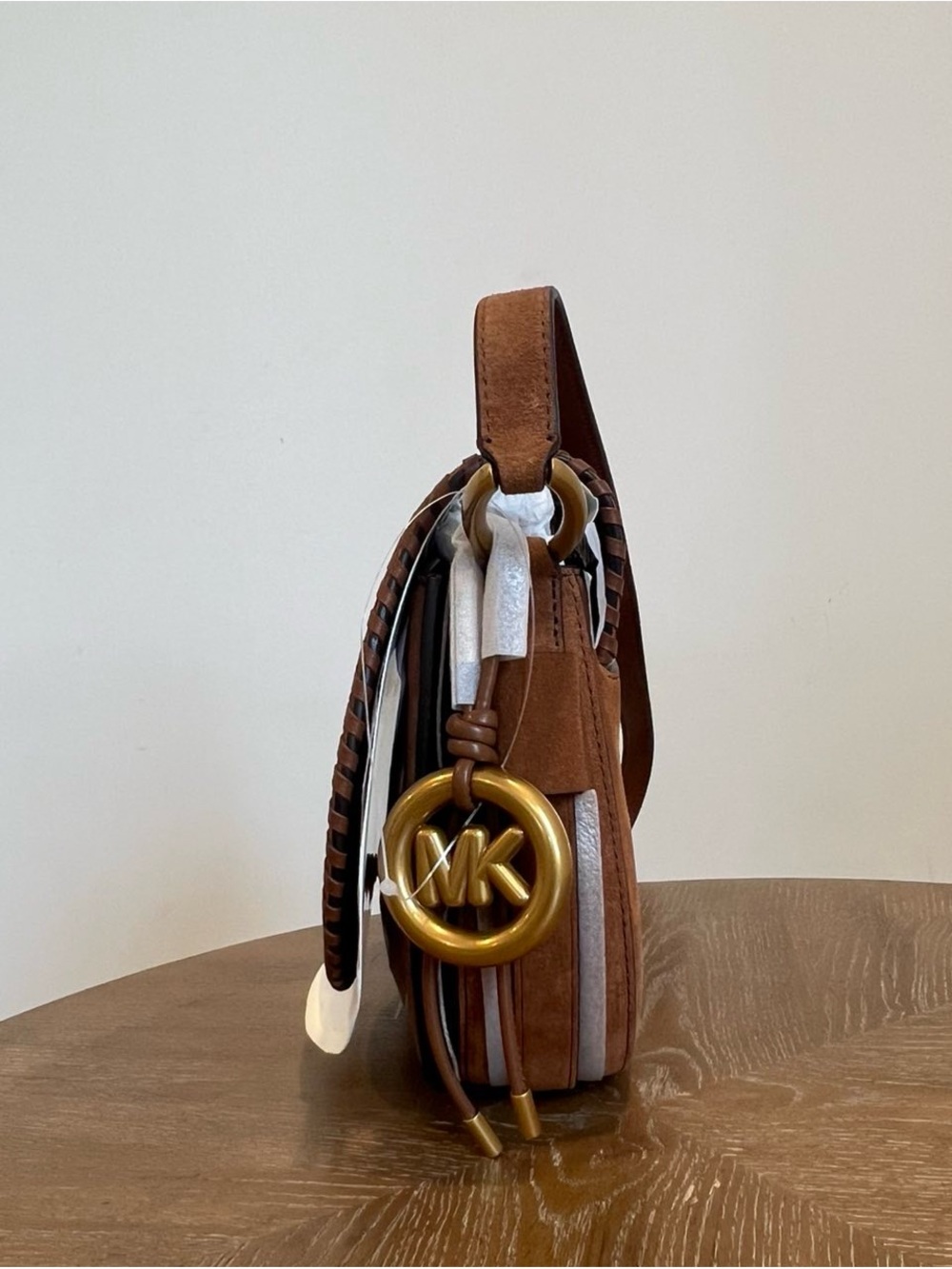 Michael Kors Josie Medium Whipstitched Suede Saddle Bag - Picture 6 of 7